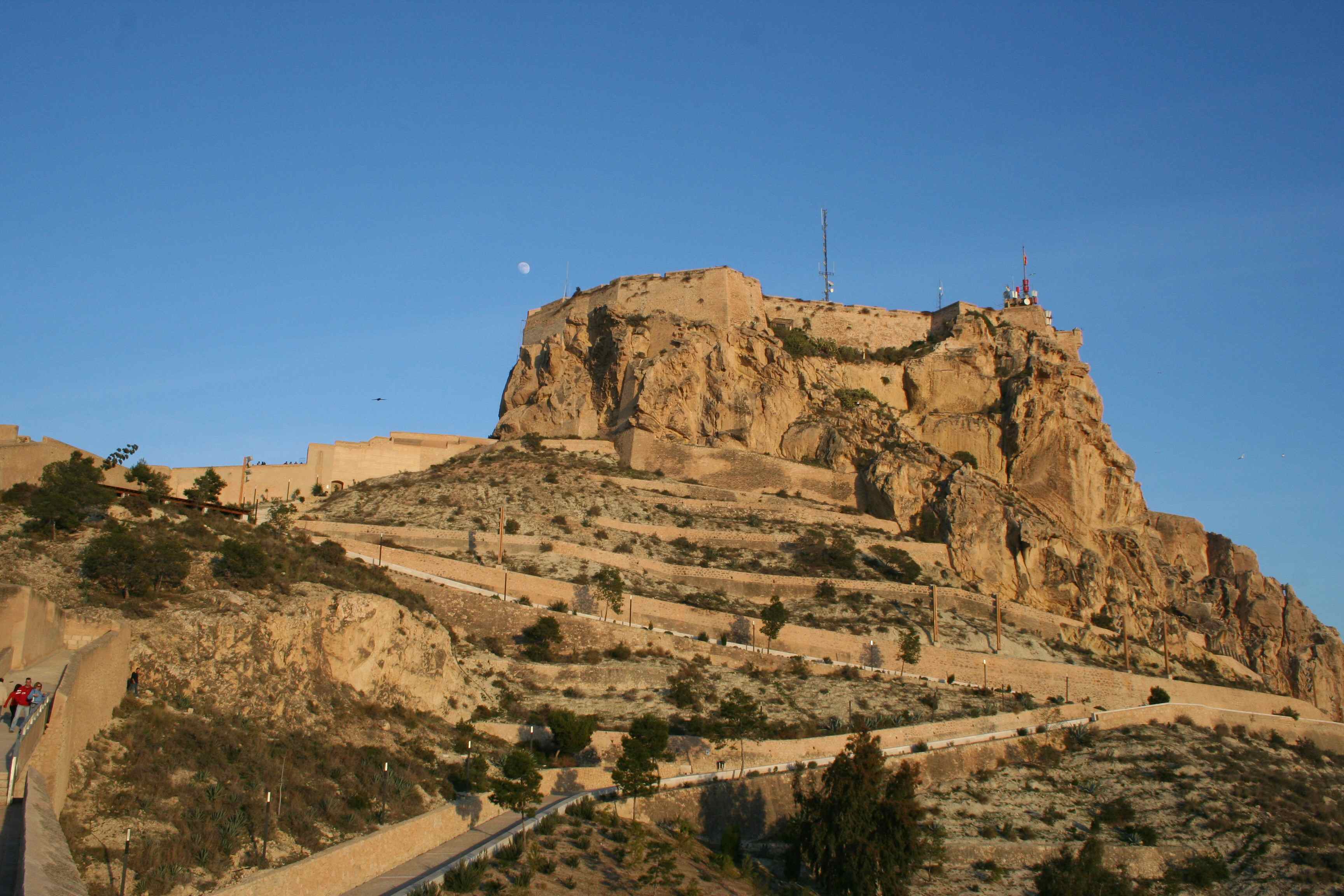 Castle in Alicante viewed from the Barrio (Old Town)